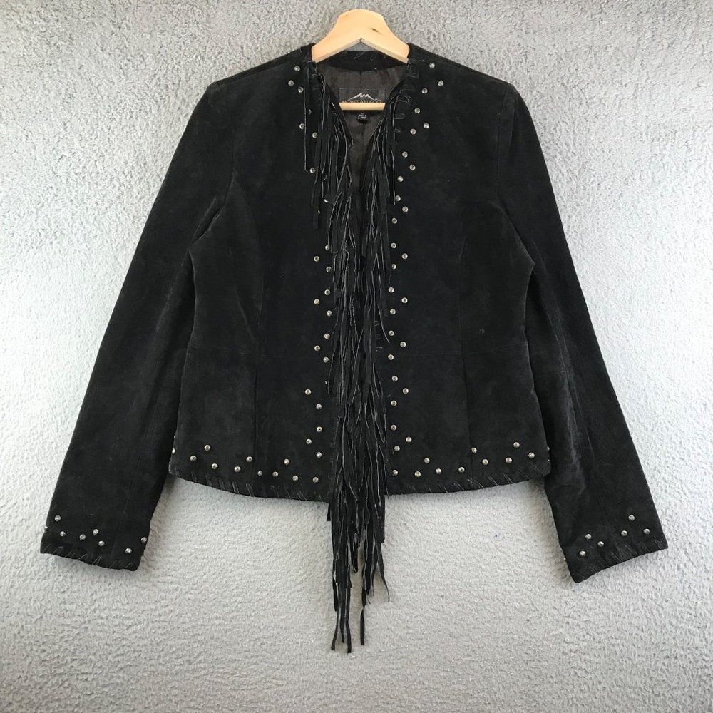 MONTANACO Womens‎ Black Leather Jacket w Rhinestones size M